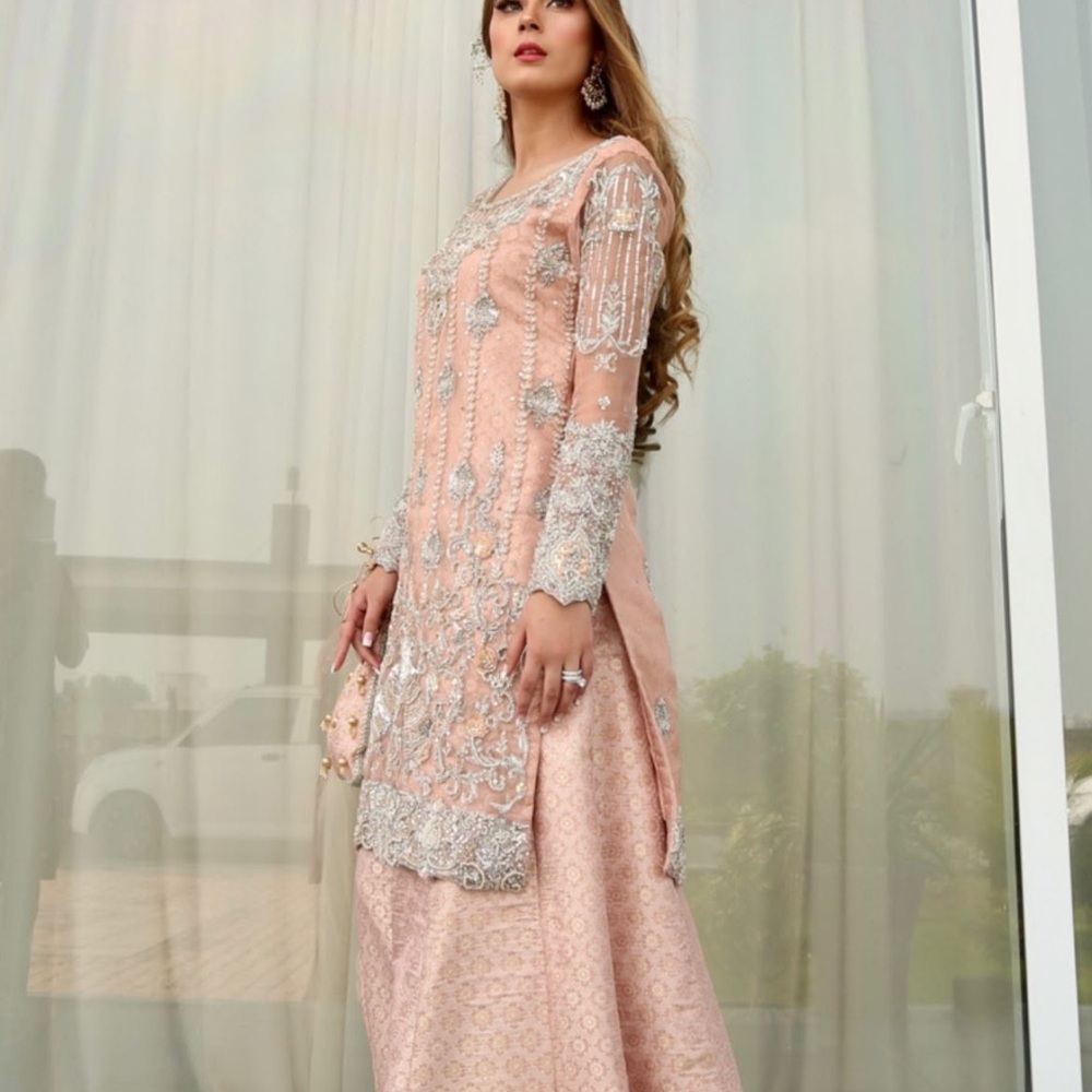 Elegant Pink and Gold Brocade dress